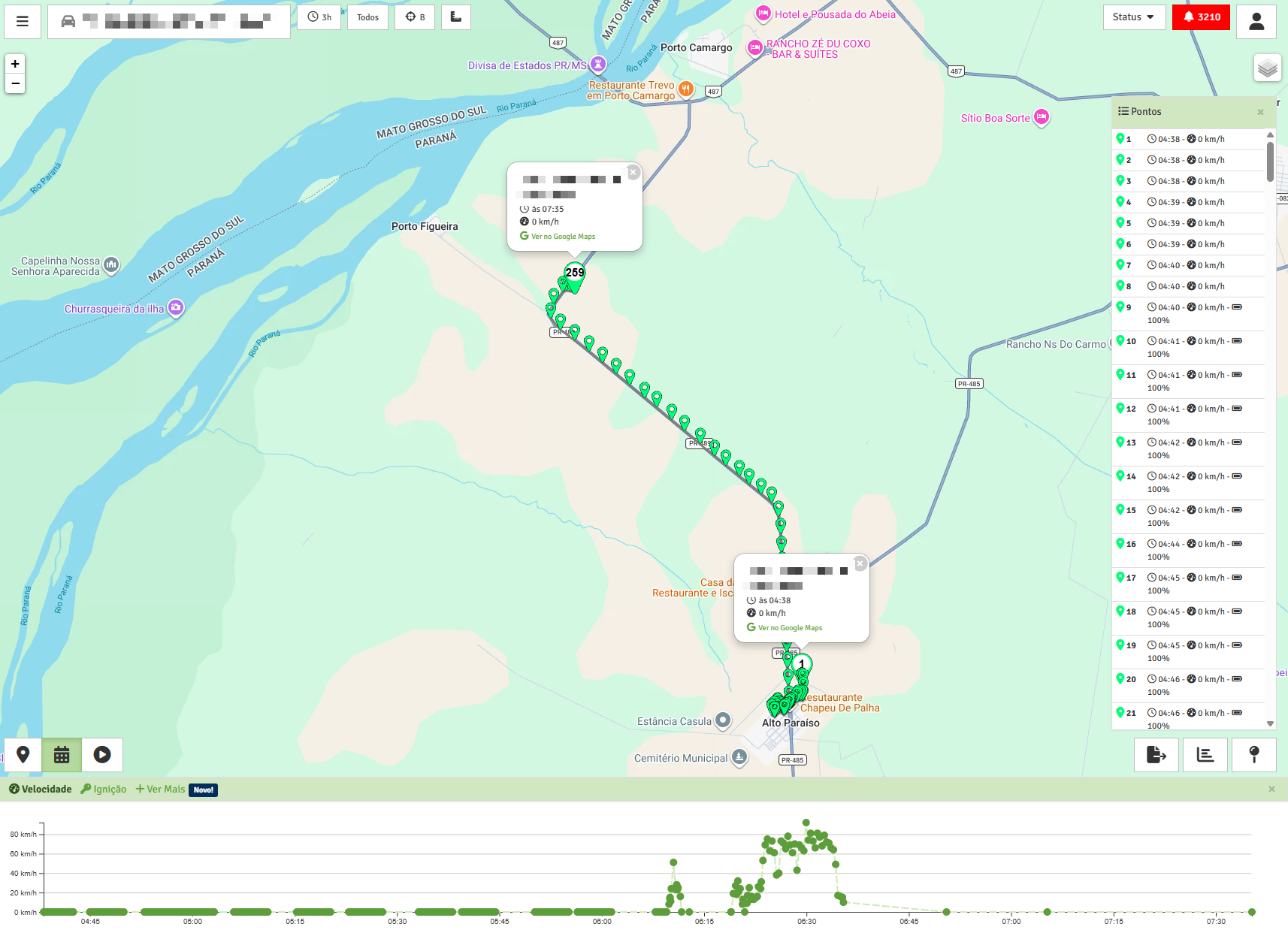 MTK Tracking: histórico de rota